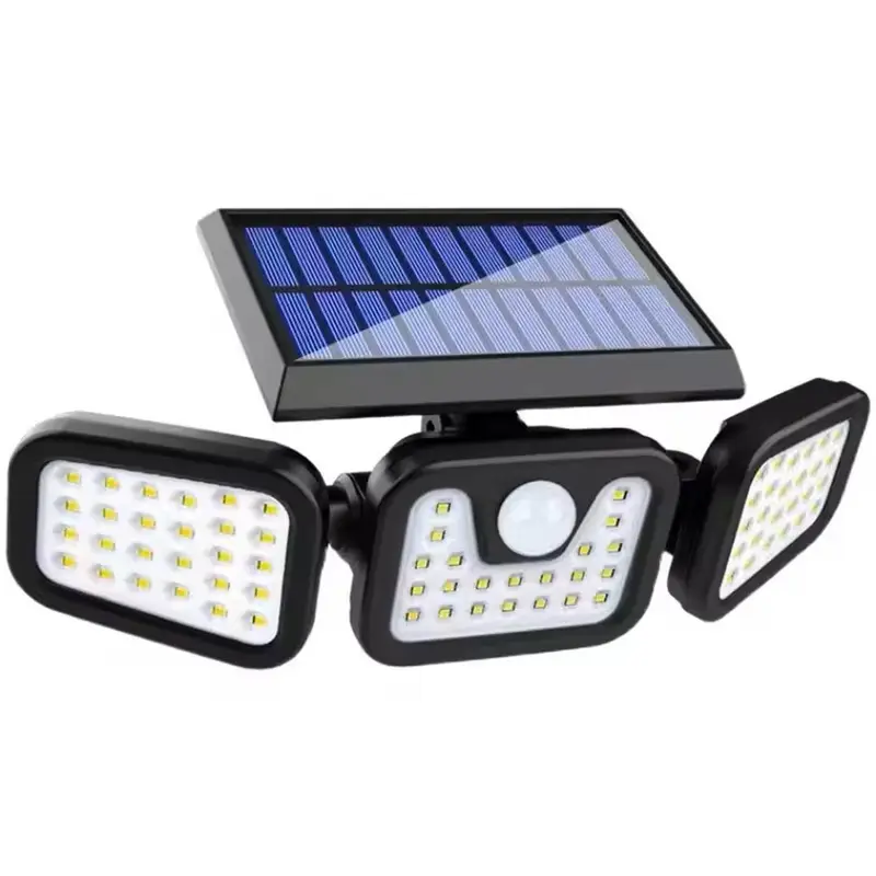 Solar-Powered Outdoor Wall Light, 3-Head Rotating Waterproof Motion-Sensor Light with 74 LEDs for Courtyard and Yard Use, Solar Lights For Outside, Outdoor Garden Lights #GLOBAL PICKS