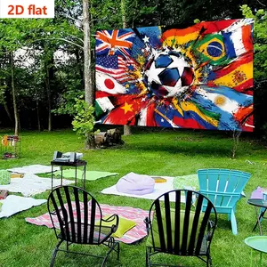 2D Football Theme Backdrop Fabric, Creative Soccer Wall Hanging, Global Flag Design, Sports Decor, Party Photo Background, Bar Wall Decoration