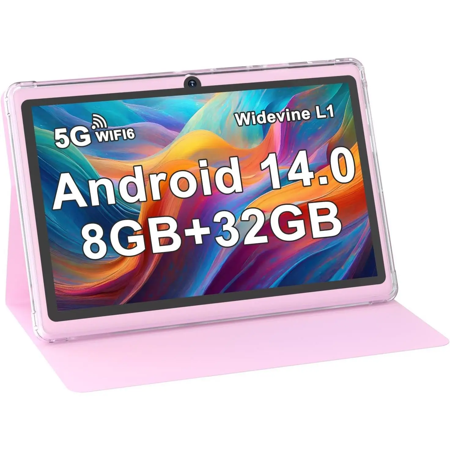 7 Inch Tablet Android 14, 8GB RAM (5GB Expandable) 32GB ROM Tablets Supports 1TB MicroSD, Dual Camera Tableta 5G WiFi-6 Android Tablet with Case, 7" Tablets+Cover 2026 for Gifts(Pink)