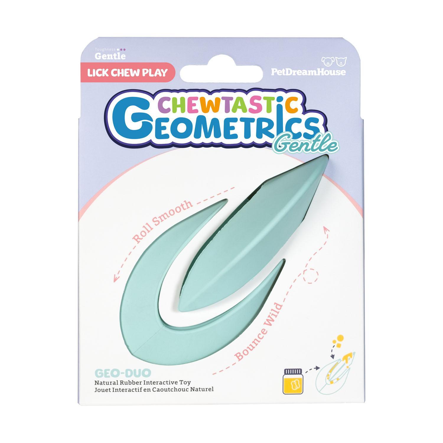 PetDreamHouse Chewtastic Geometrics GEO-DUO Mint Natural Rubber Dog Toy - Gentle Toughness Interactive Lick, Chew & Play Toy for Small Dogs