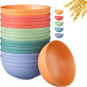 10 PCS Unbreakable Cereal Bowls,Dishwasher & Microwave Safe Wheat Straw Bowls, Easy-to-Clean Lightweight Desserts & Soup Bowl, Portable for Picnics Snack Plastic Bowls Set，Multi-Color