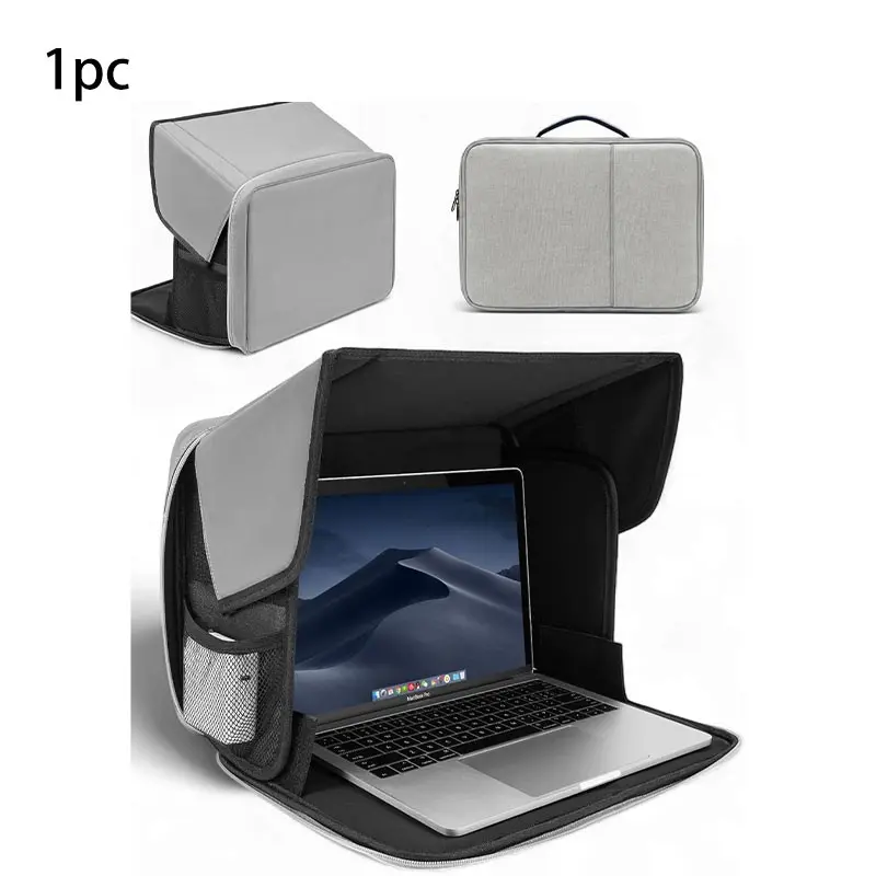 Laptop Sun Shade, Fits 13-16 inch Laptop, UV-Heat Reflective, Durable, Water-Resistant & Oxford Fabric Material, Easy to Carry Computer Case for Working Outside,Travel, Beach (Light Grey)