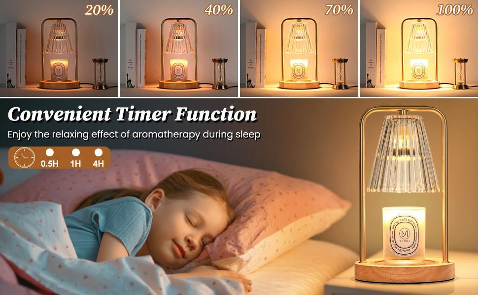 Candle Warmer Lamp with Timer, Electric Candle Lamp Warmer for Jar Candles, Dimmable Wax Melt Warmer with 2 Bulbs, Christmas Vintage Home Bedroom Decor