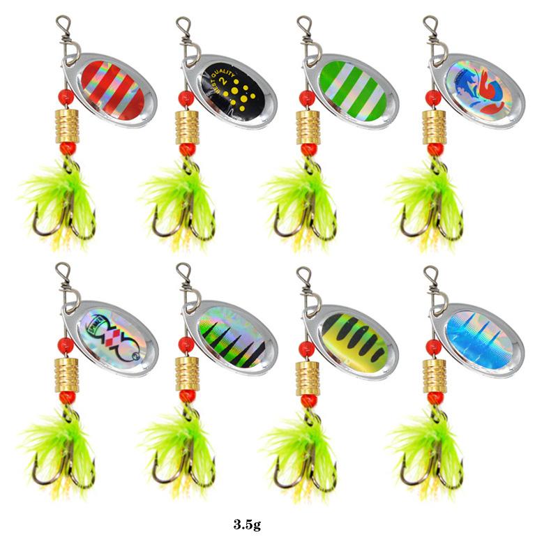 Lure bait rotating composite spinner fishing gear set, 16-piece metal lure spinner artificial bait set