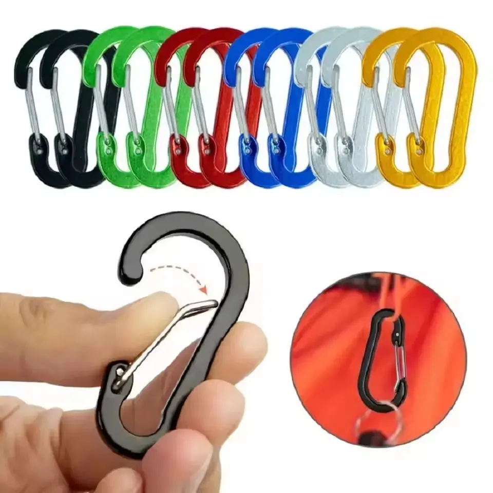 12 PCS Multi-Tool Carabiner Clips Heavy Duty Small Outdoor Hooks Keychain Buckle Fishing Camping Cycling Hiking Durable Tourist Karabiners