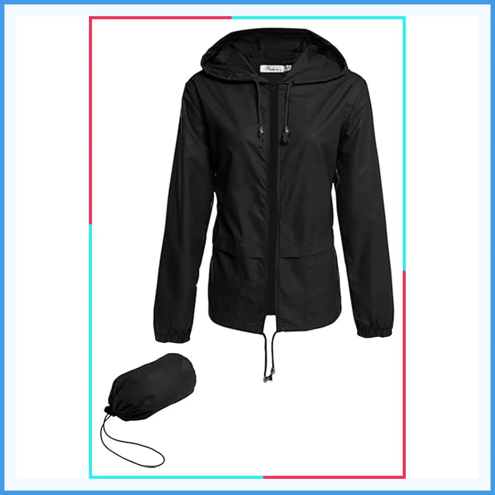 Women's Lightweight Waterproof Packable Rain Jacket with Hood