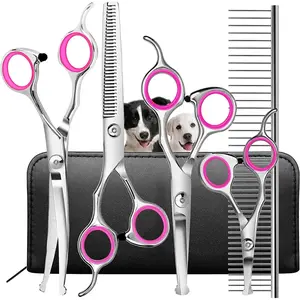 7PCS/ Professional Pet Dog Grooming Scissors Set Straight Curved Thinning Shear, Dog Scissors for Grooming Grooming Scissor for Dogs, Cats and Other Animals