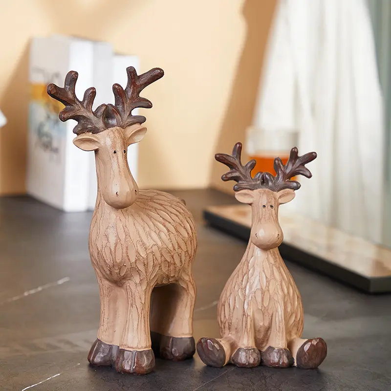 Nordic Style Deer Ornament, Perfect Christmas Decoration, Holiday Decor, Festive Decoration, Resin Material, Smooth Lines, Fine Texture, Home Decor Gift