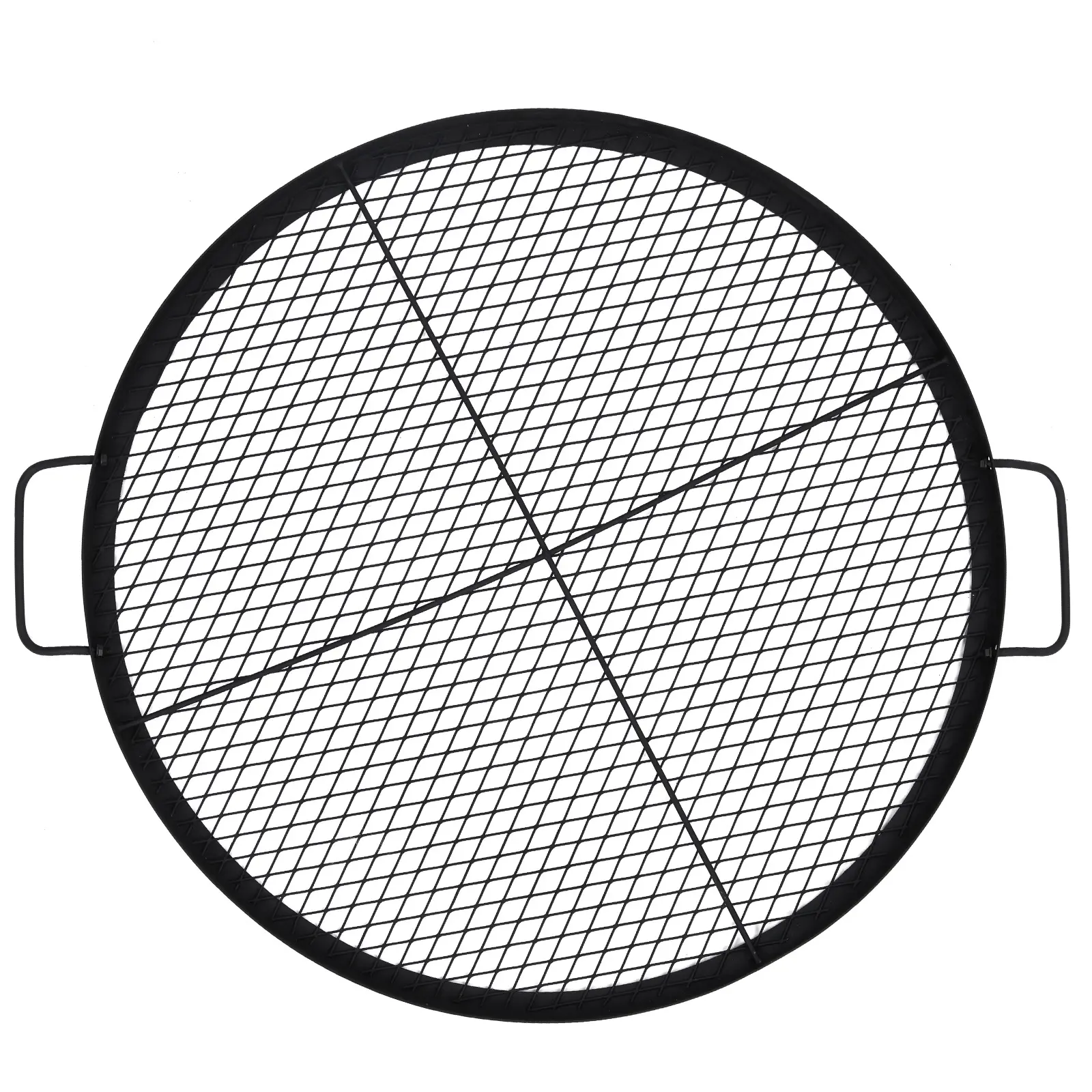 Heavy-Duty Carbon Steel Fire Pit Grill Grate with Carry Handles, Portable Campfire Cooking Grid for BBQ, Camping, RV and Backyard, Even-Heat Diamond Mesh, Round, Square and Rectangular Options, Foldable or Fixed Styles, Easy-Clean Coated Surface