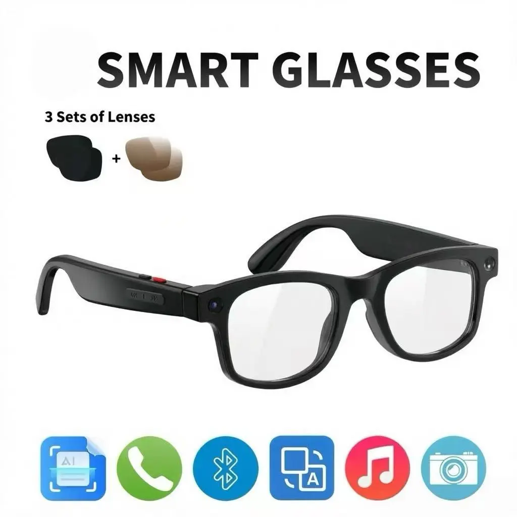 Smart Camera Glasses, 3C Fast Charging, Music Playback, Multilingual Translator, Outdoor Adjustable Sunglasses, Stylish & Functional Design