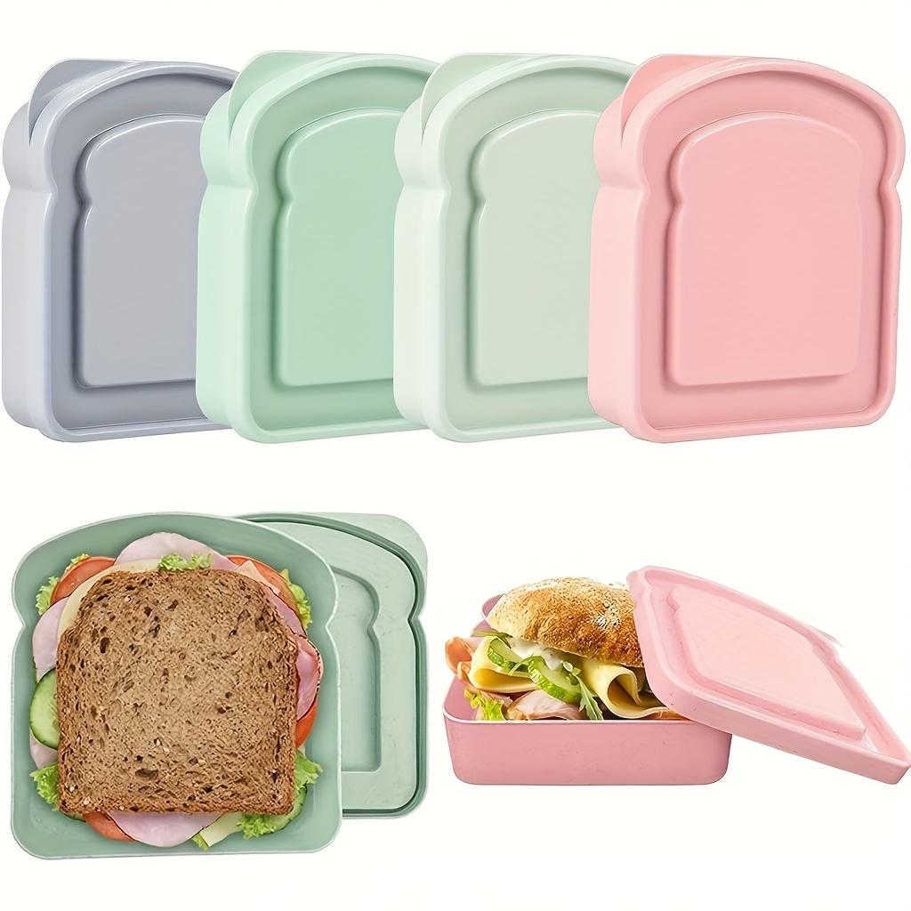 Sandwich Box / Lunch Box - Plastic Toast-Shaped Food Storage Container with Lid |   Microwave & Dishwasher Safe |   Suitable for Home Use or Adults (Colorful)
