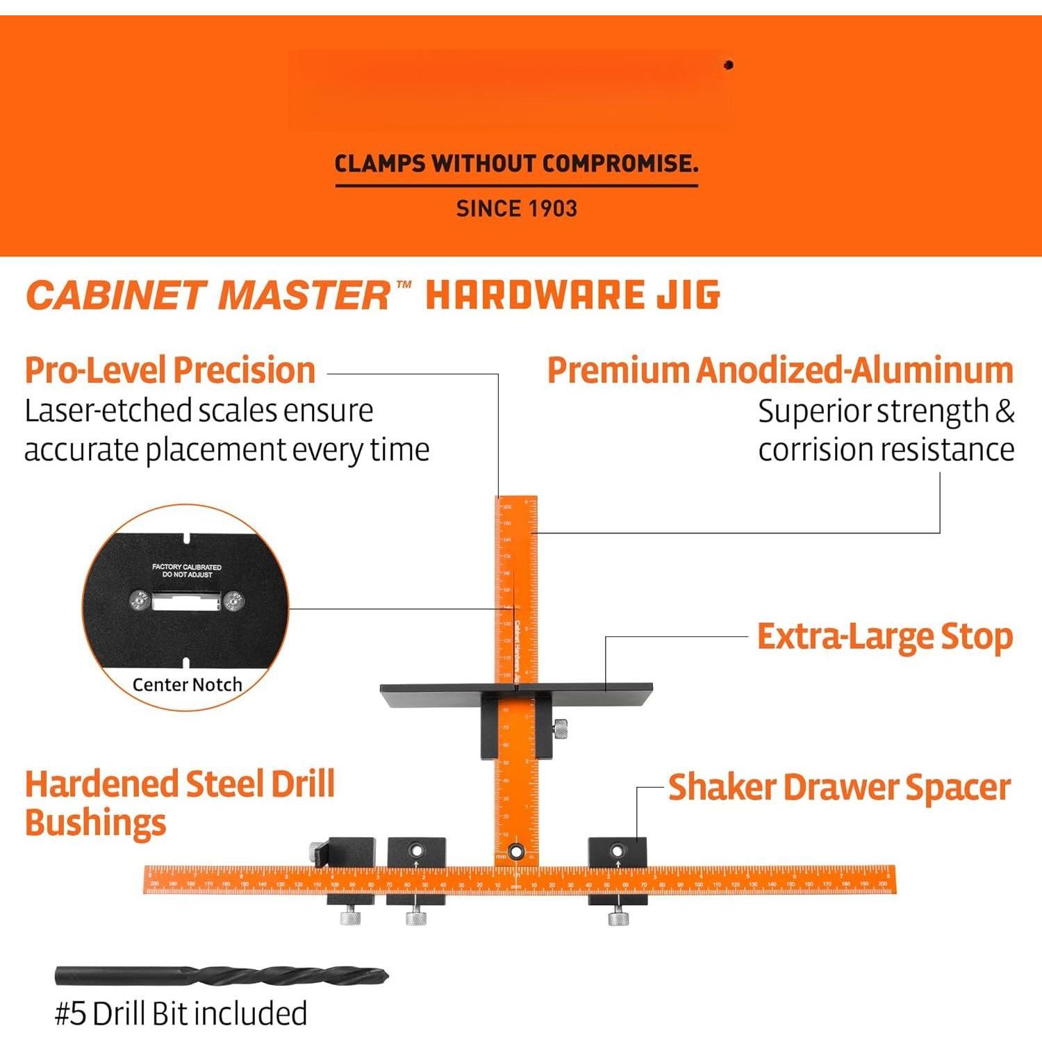 Cabinet Hardware Jig Tool -  Alloy & Double Scale Cabinet Handle Jig Template, Professional for Installing Door Drawer Front Knobs Handles & Pulls with 5mm Alignment Drilled Hole