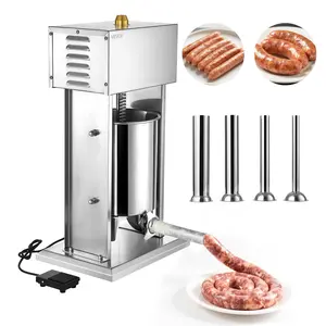 VEVOR Electric Sausage Stuffer, 22 LBS/ 10 L Vertical Meat Stuffer, Stepless Speed Control and Foot Pedal, Stainless Steel Heavy Duty Sausage Filler with 4 Stuffing Tubes, for Commercial Home Use