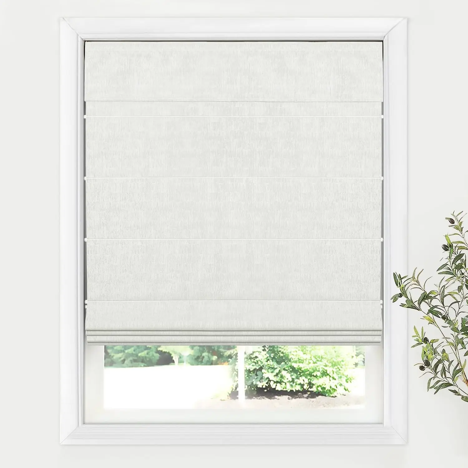 Cordless Roman Shades for Windows, Blackout Room Darkening Thermal Insulated Window Blinds, Lightweight Fabric Blinds for Indoor Windows, 20" W x 60" H, Off White