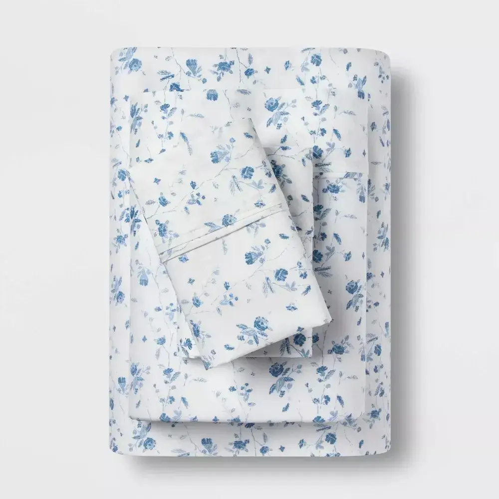400 Thread Count Floral Print Cotton Performance Sheet Set