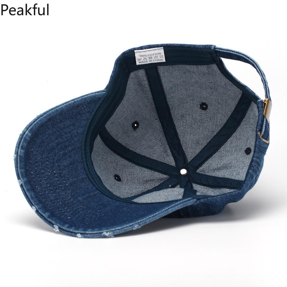 Leisure Denim Baseball Cap – Street Retro Style, Korean-Inspired Embroidered Peaked Hat, Ripped Design for a Vintage Look, Ideal for Summer Outings, Casual Wear & Unisex Styling