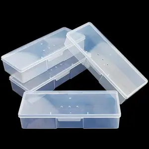 4 Pcs Clear Plastic Manicure Tool Box, Portable Nail Pedicure Kit Storage Organizer Case