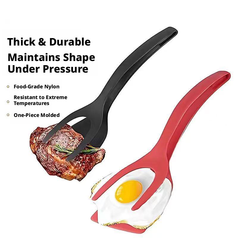 2-in-1 Spatula and Tongs - Black Egg Turner, Pancake Flipper, Fryer, Spatula, Fish Meat French Toast Tongs, suitable for home kitchen cooking tools dormitory top glass bottle Herbal Infusion Decarboxylation Machine spice tool Heat-Resistant Silicone new 2