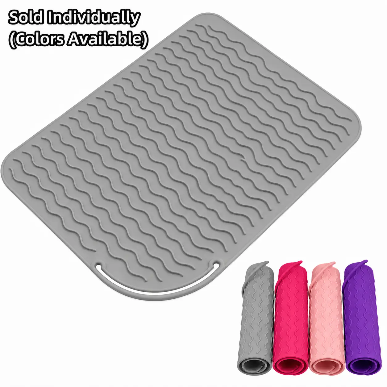 Silicone Curling Iron Mat - Lightweight, Heat-Resistant Kitchen Pad for Flat Irons, Hair Straighteners, Curling Wands, Storage & Travel Styling Accessories