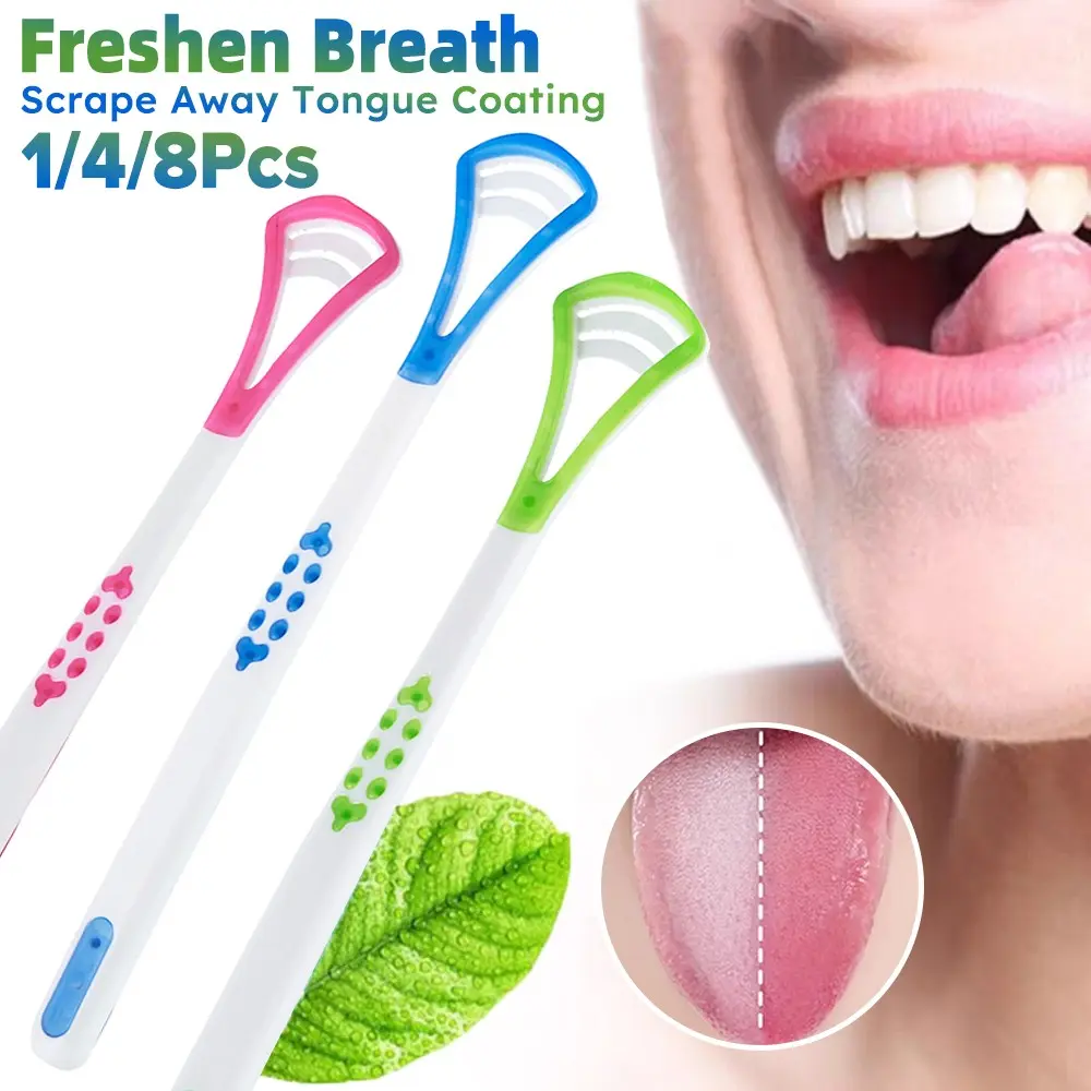 1pcs/4pcs/8pcs Tongue Scraper, Multi Color Tongue Cleaner, Soft Tongue Scraper, Durable Tongue Scraper, Double Sided Tongue Brush, Tongue Cleaning Brush, Tongue Care Tool, Tongue Scraping Tool, Oral Care Product