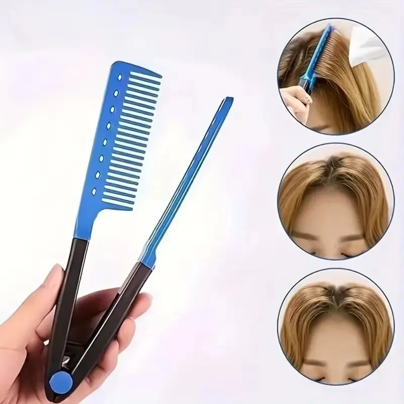 1pcs Folding V Type Hair Straightener Brush DIY Hairdress Tool Hairdressing Combs Natural Hair Styling Curling Comb Hair