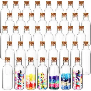 Talandale 50 Pcs 4 oz Potion Bottles with Cork - Clear Plastic Sand Art Bottles for DIY Wedding Party Favors