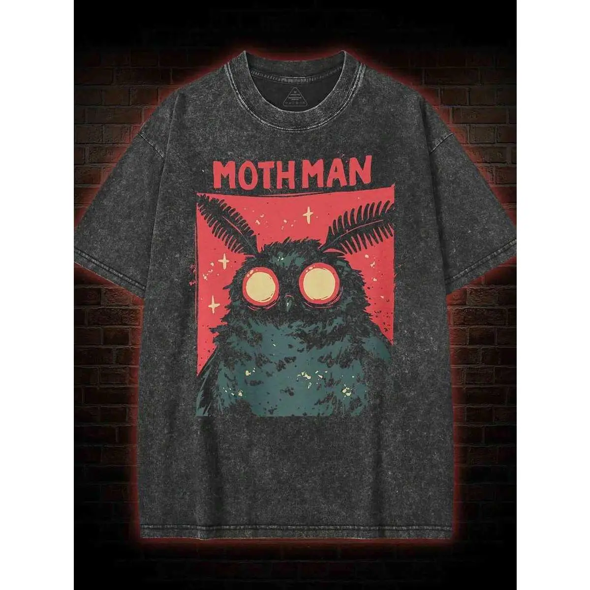 Washed 100% Cotton Black Mothman Graphic Text Print Vintage Streetwear Breathable High Quality Promotion Men's T-Shirt