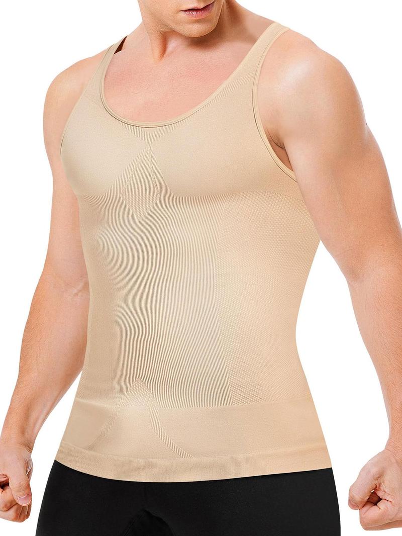 Men's Solid Color Compression Vest, Casual Comfortable Breathable Tummy Control Shaper Tank Top, Men's Shapewear Top for Daily Wear, Shaping Top