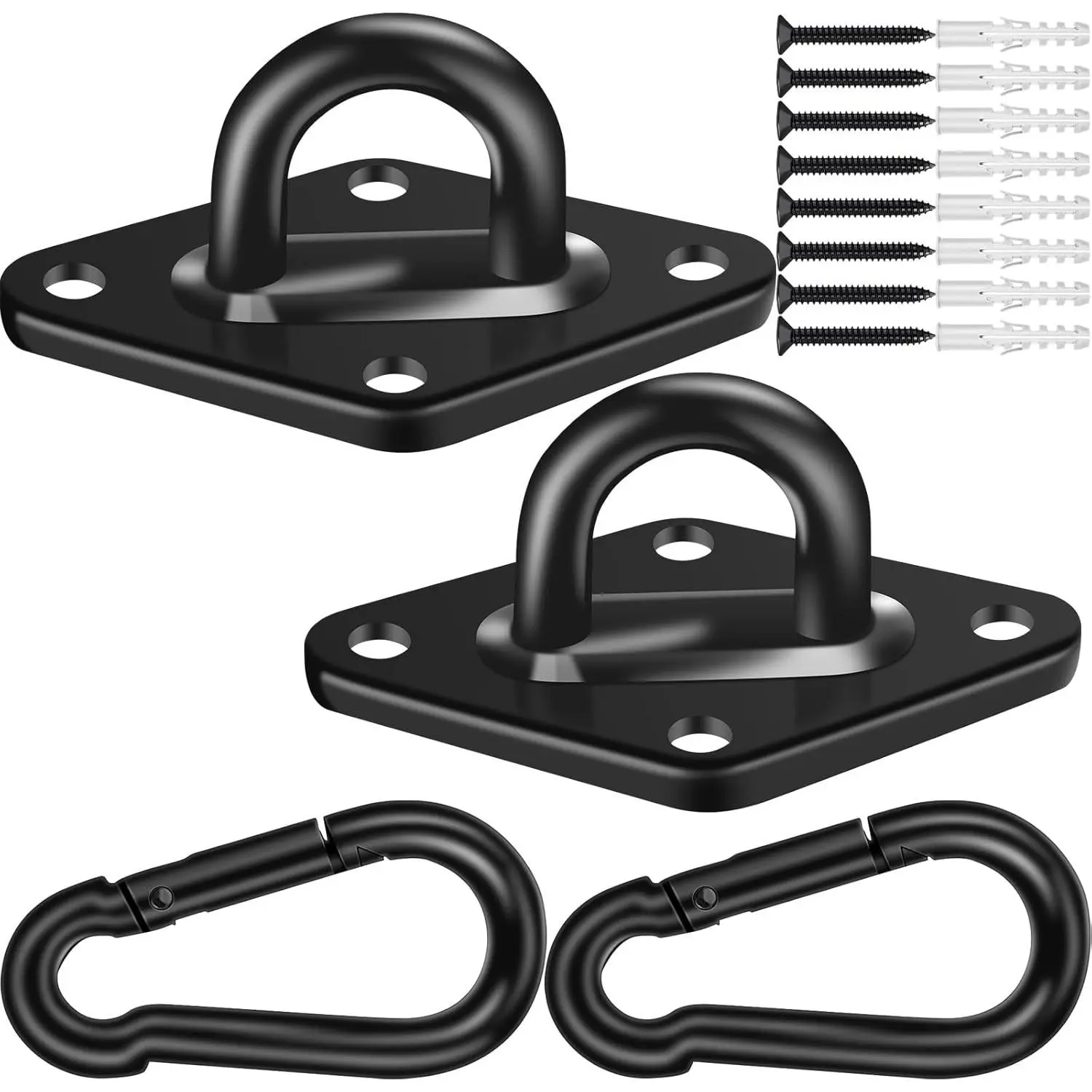 Hammock Hooks 2 Pack Heavy Duty Hammock Hanging Kit M8 Pad Eye Hanging Hooks for Porch Swing 1000Lbs Holding Capacity Black