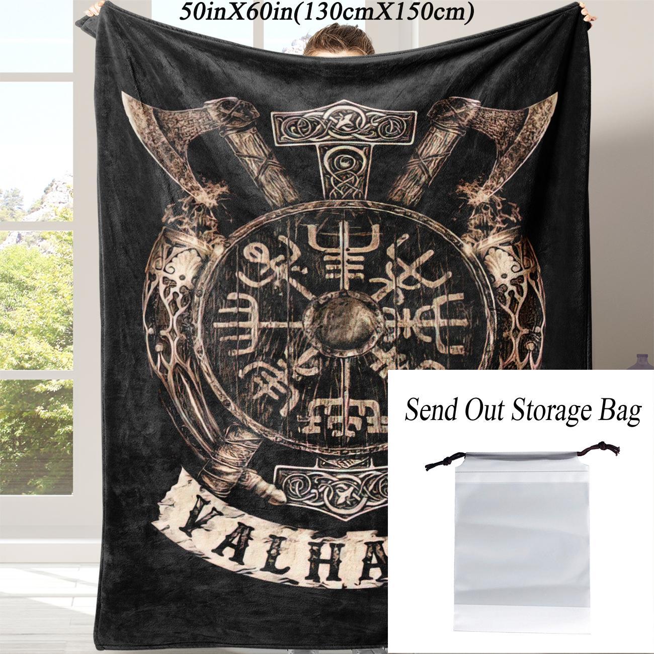 Viking Valhalla Pattern Blanket, Soft Warm Throw Blanket, Air-conditioned Room Blanket, Air Conditioning Blanket, Warm Nap Blanket for Home Office Travel Camping #TOP PICKS