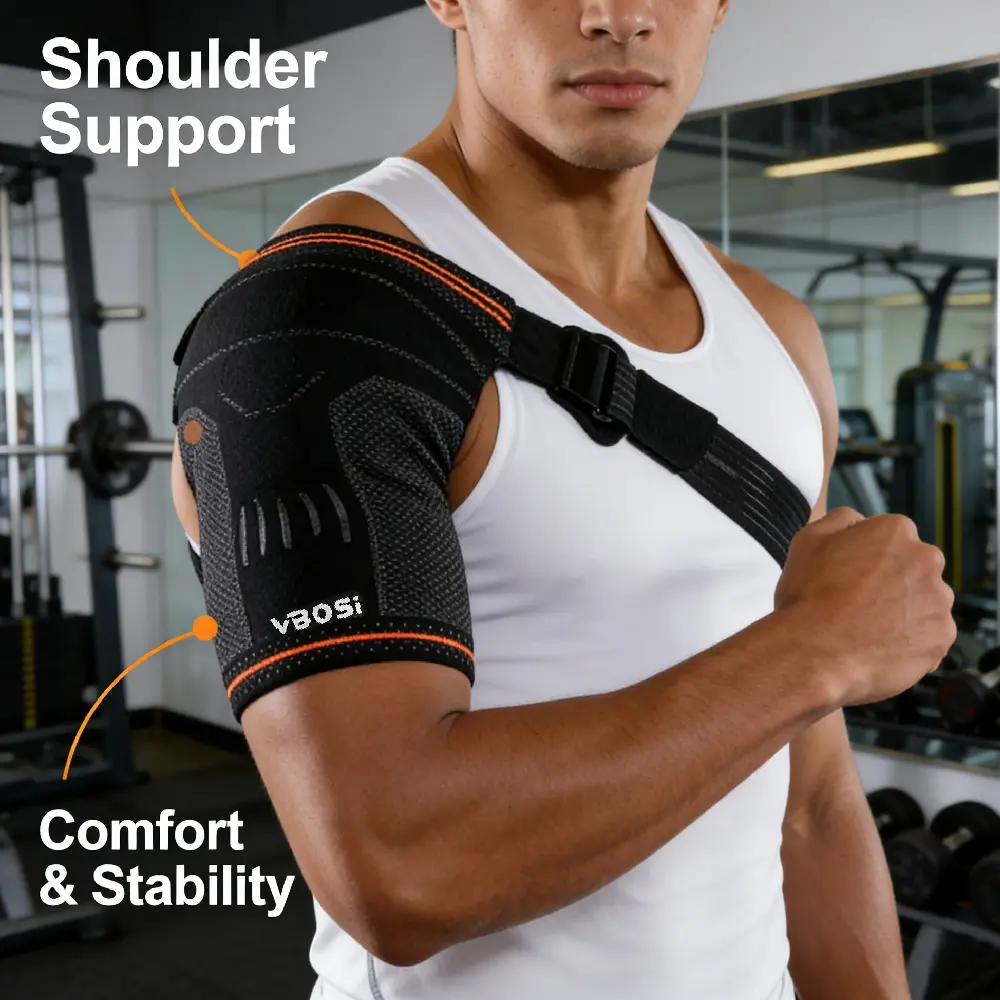 1PCS Breathable Knitted Shoulder Stabilizer, Adjustable Compression Shoulder Brace, Detachable Silicone Cushion Shoulder Support for Sports Protection
