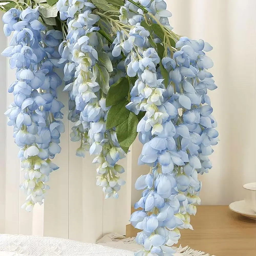 47.2 Inch Artificial Wisteria Hanging Bouquet, Silk Flower Arrangement, Home Party Decor, Floral Decoration, Faux Floral Decor, Fake Bouquets, Blue Champagne Color, Artificial Wisteria Flowers