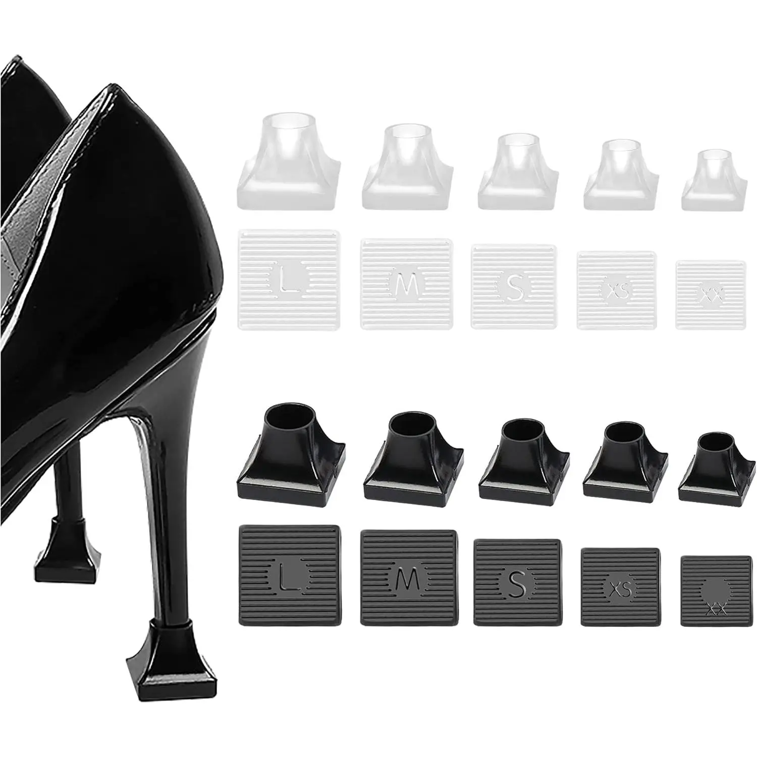 10 Pairs High Heel Protectors 5 Sizes Heel Repair Caps Covers & Heel Stoppers Heel Cover Replacement Tip Caps for Outdoor Weddings/Stop Sinking at Grass/Gravel/Bricks and Cracks