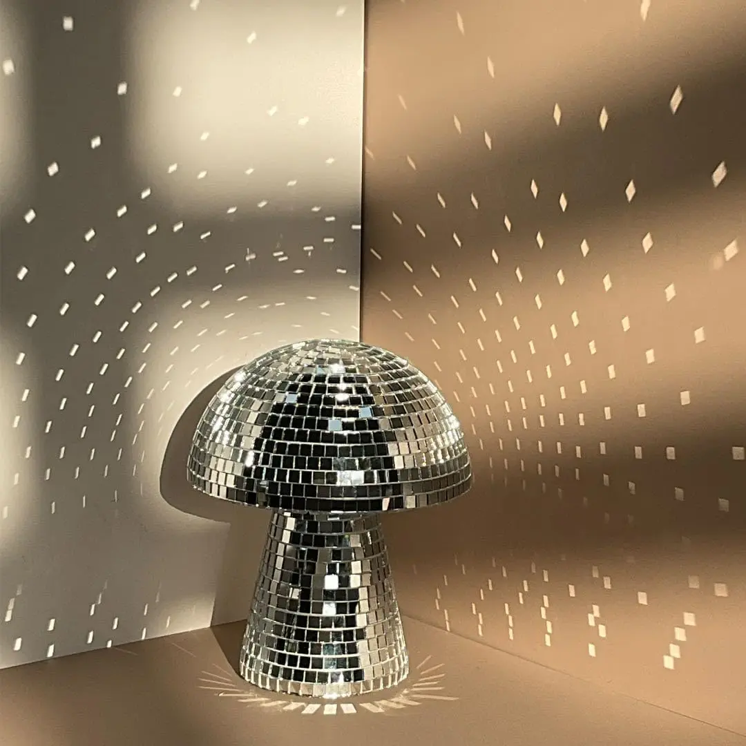 Mushroom Shaped Disco Ball Figurine, 1 Count Mirror Disco Ball Ornament, Cute Decorative Ornament for Home Party & Festival, Home Decor Supplies, Glass Ornaments, Figurines Decor