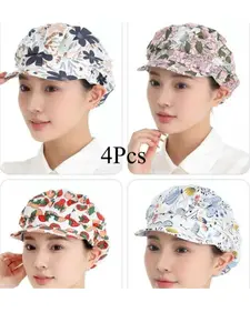 4-Pack Unisex Breathable Chef Hats, Elastic Cooking Caps, Food Service Protective Headwear, Reusable and Durable, Easy to Wash