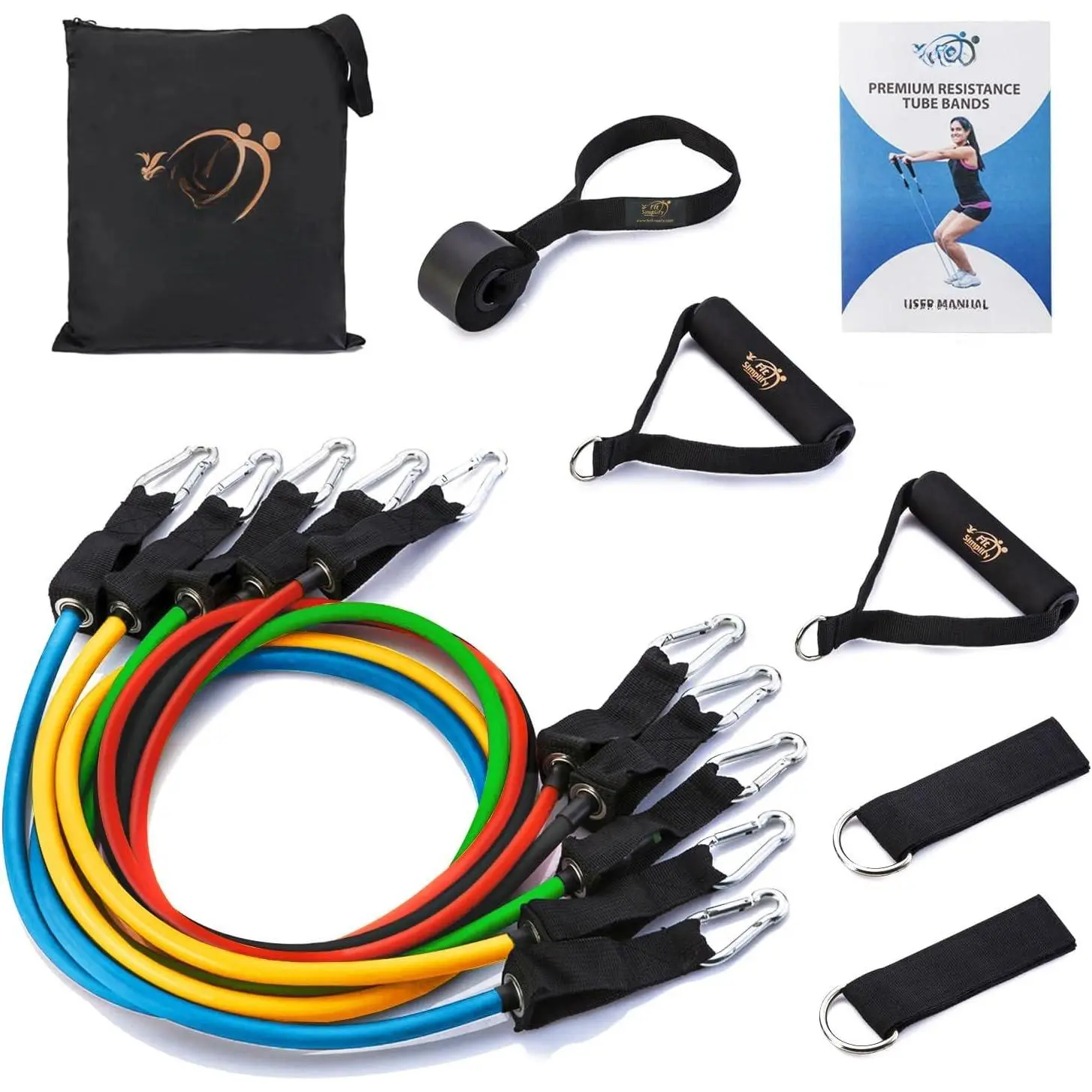 Resistance Tube Bands 12 count Set with Instruction Booklet