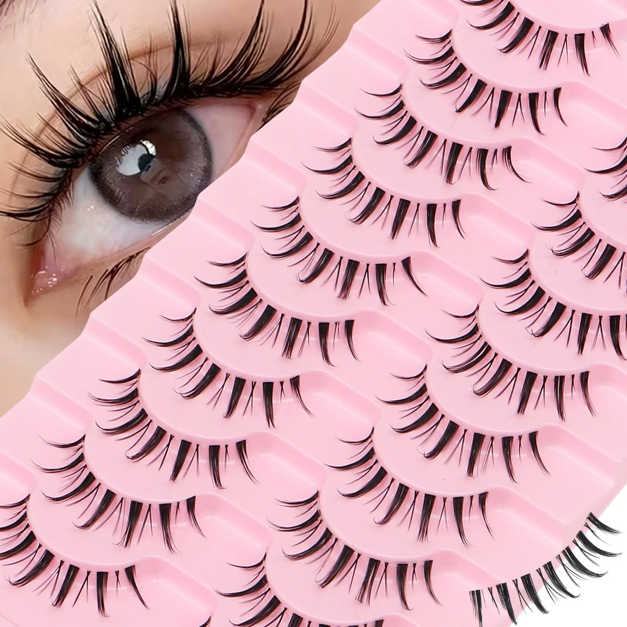 10 Pairs C Curl False Eyelashes, Natural Look, Reusable, Perfect for Cosplay and Comics, Suitable for All Occasions, False Lashes Set