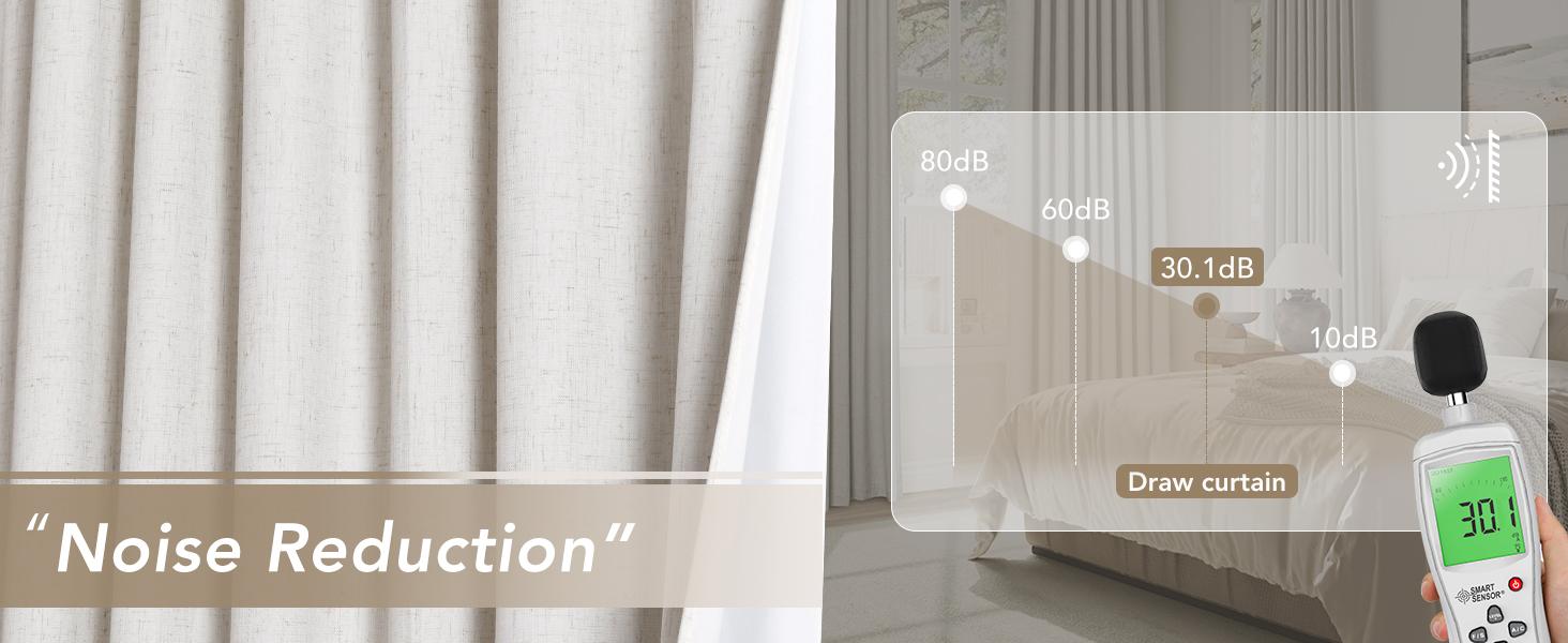 Natural Linen 100% Blackout Curtains for Bedroom 84 Inch Length 2 Panels Set Back Tab Cream Neutral Farmhouse Living Room Darkening Curtain Track System Thermal Insulated Black Out Drapes 52x84