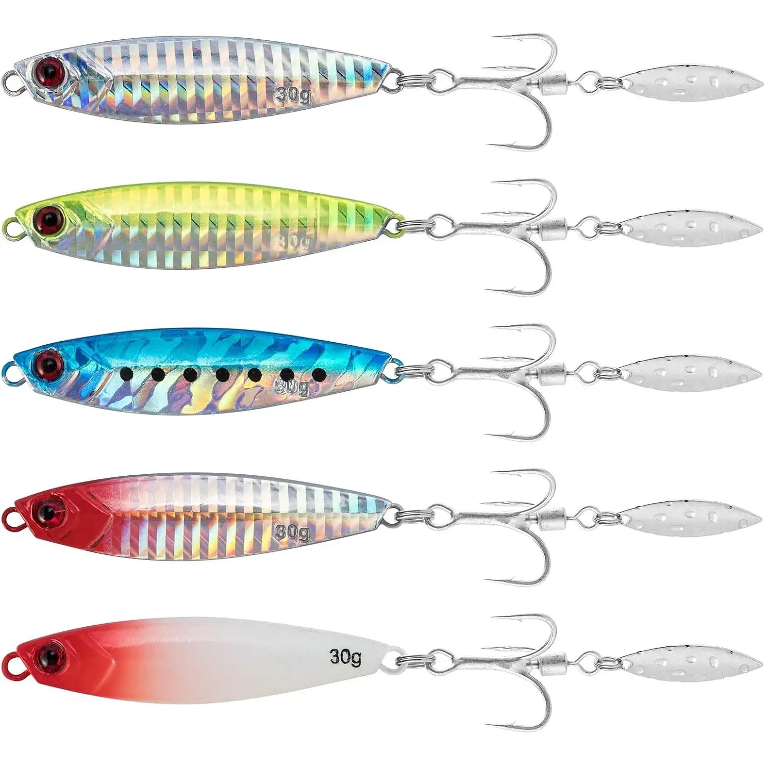 5 Pack Metal Jigging Spoon Saltwater Fishing Jigs Spoons Lures Casting Vertical  Jig Lures Freshwater Bass Striper Mackerel Halibut