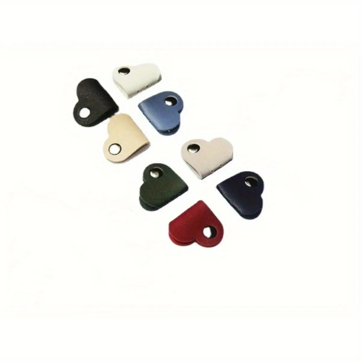 10-Pack Heart-Shaped Faux Leather Cable Straps, Multi-Color Headphone & Headset Cable Organizer, Non-Battery Cable Management Clips, Unisex Cable Fixator Set