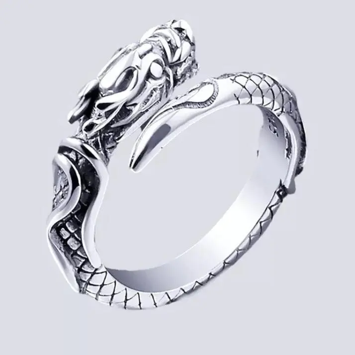 925 Silver Ring, Dragon Ring, Gothic Silver Ring, Thumb Ring, Adjustable, Boho