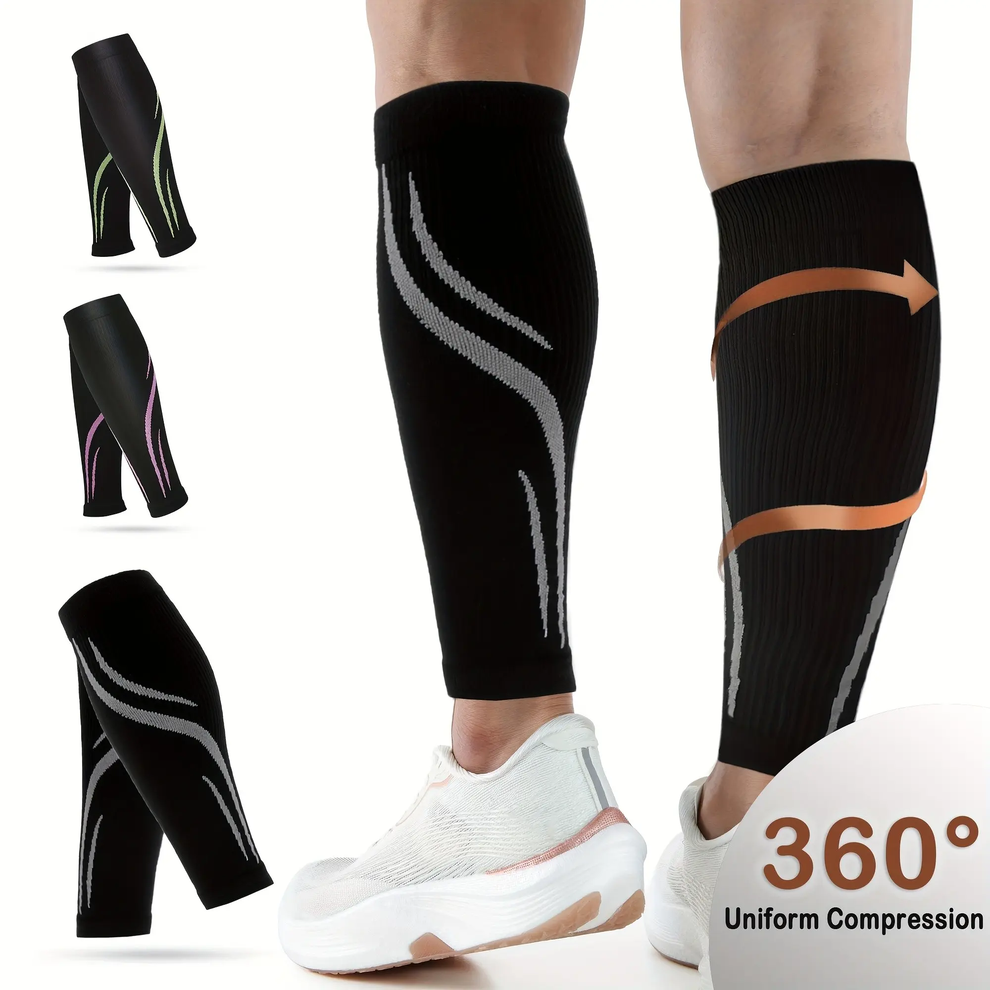 Calf Compression Sleeves for Women and Men, Breathable Compression Shin Sleeve, Premium Leg Sleeve Brace, Footless Compression Socks Support for Running And Shin Splints, Sports Sleeve