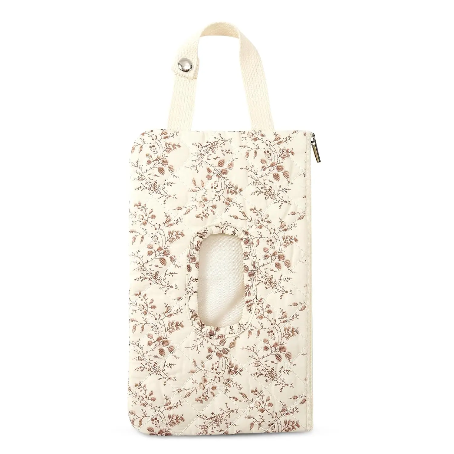 In-Bag Organizer Floral-Quilted Baby Wipe Storage Pouch with Hanging Strap | Diaper and Wipe Pouch, Washable and Reusable, Universal Size 28x17 cm, Portable Travel Storage Pouch, Adjustable Hanging Strap
