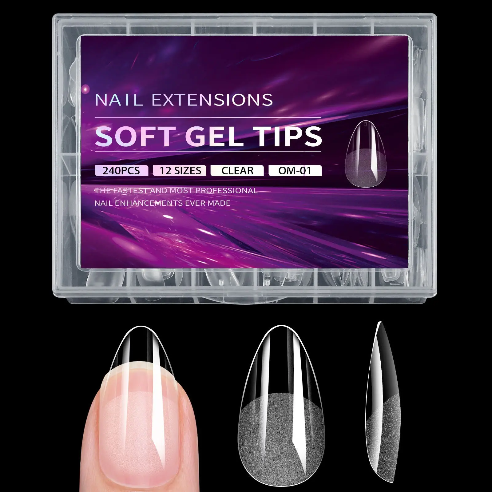 240 Transparent Nail Stickers, Semi-Smooth Surface, Soft No-Grind Nails, Ideal for Manicure Art, Perfect for Beginners and Experts