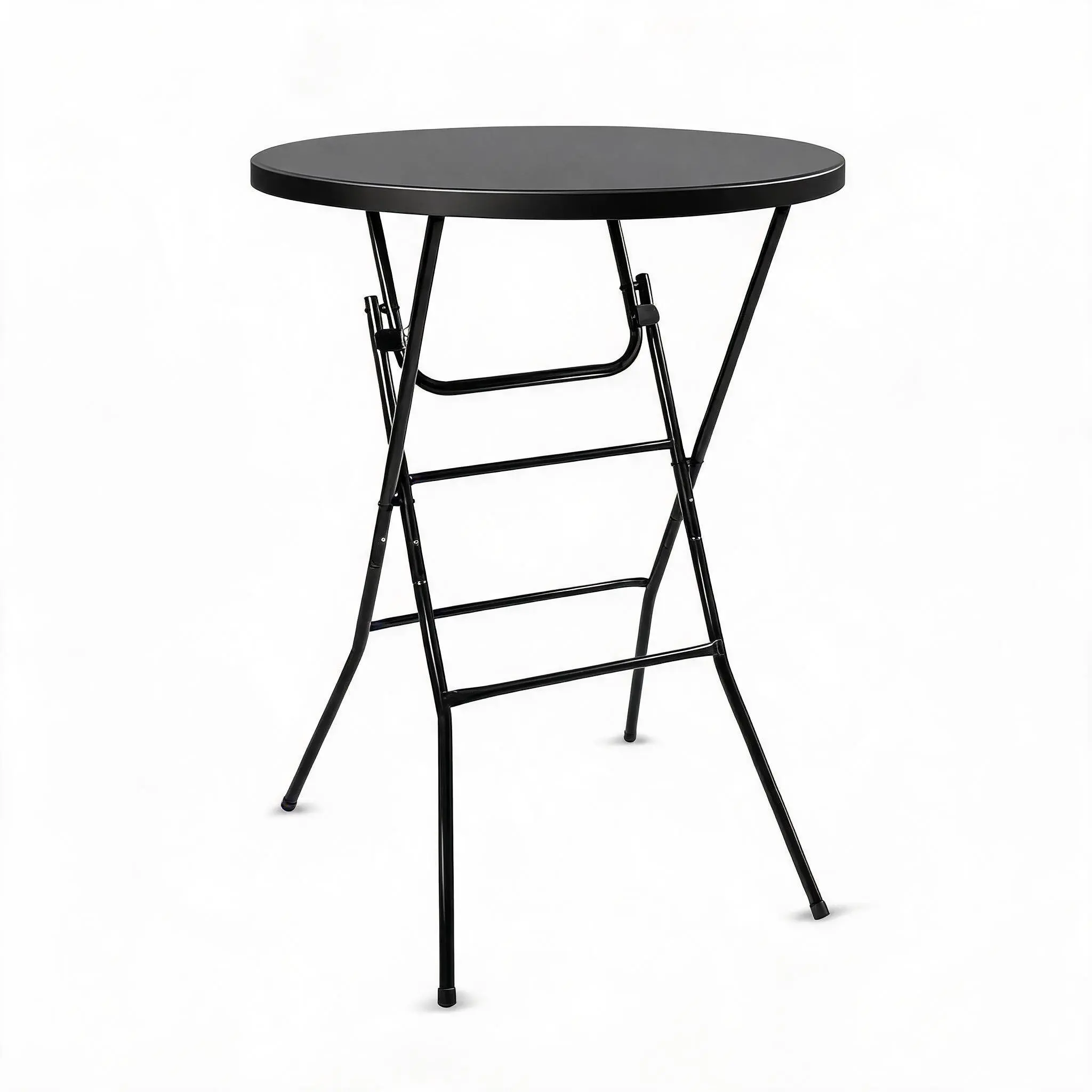 31.5" Folding Round Cocktail Table, Portable High Top Pub Table with Detachable Legs for Party Wedding Gathering, Black/White
