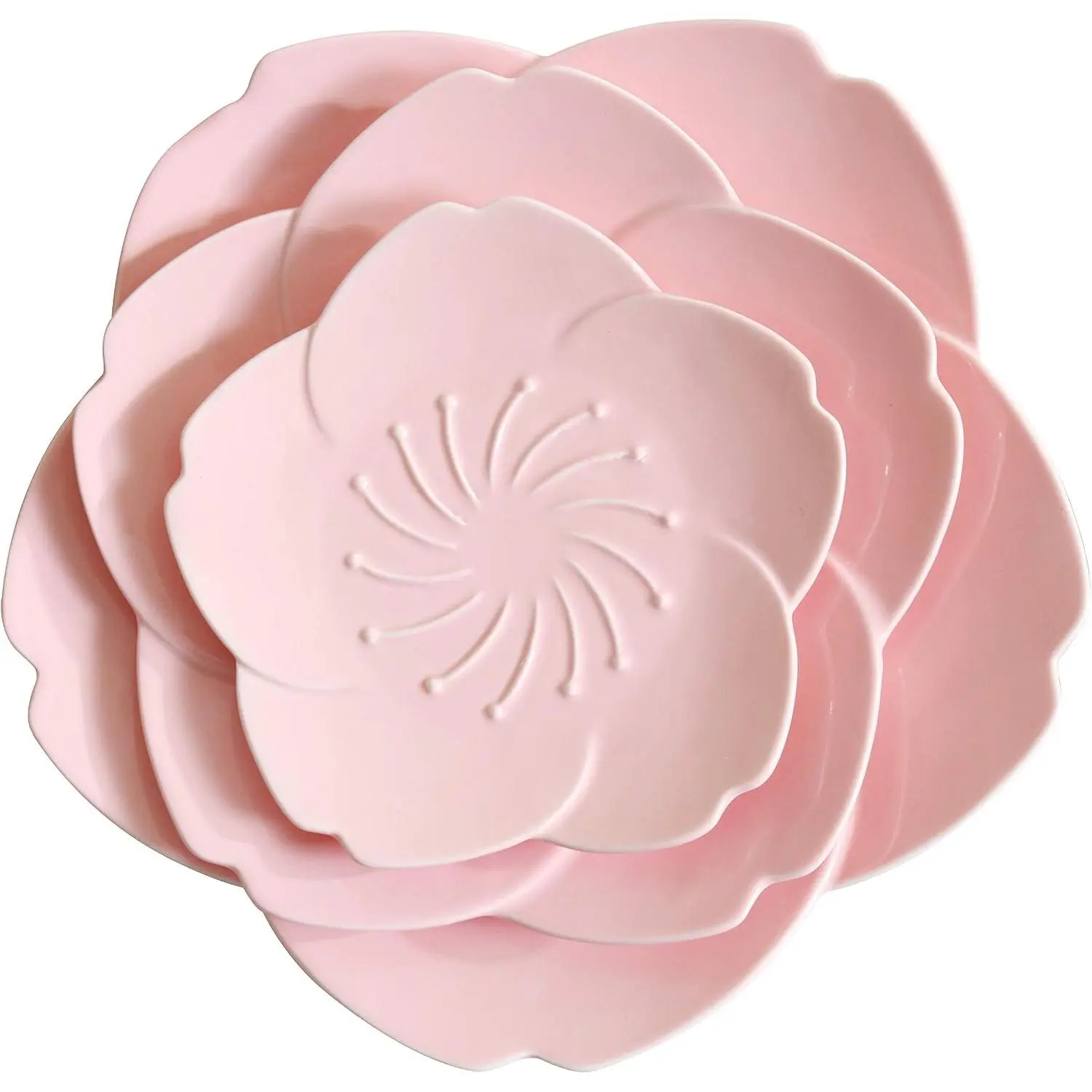 Pink Porcelain Cherry Blossom 3-Piece Dinnerware Plate set| 3 different sized plate set
