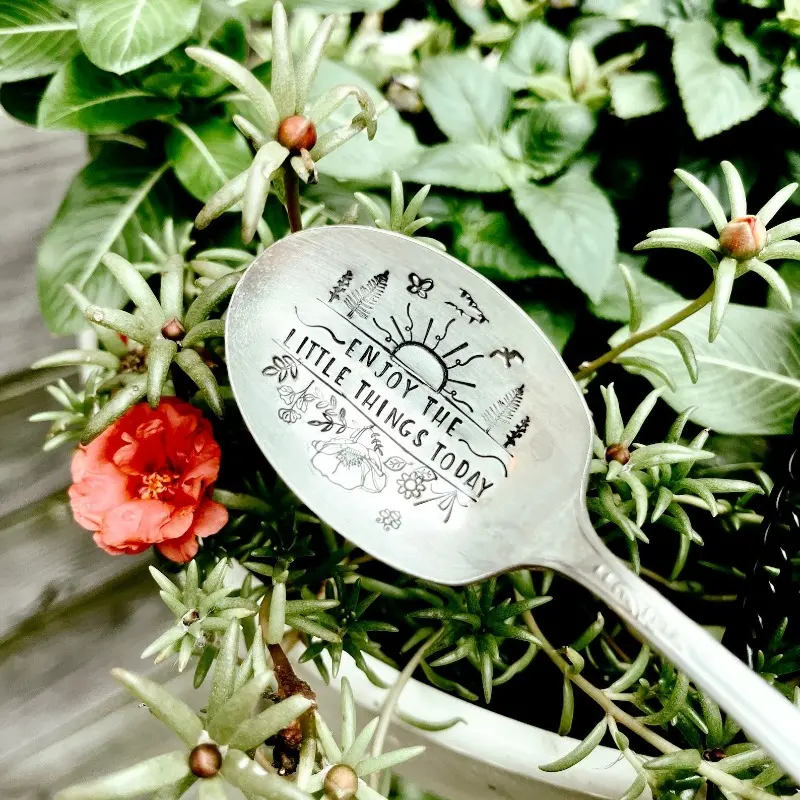 1pc Enjoy today's little things - Coffee Seal Spoon - Inspirational Gifts - Stockings Filler - Spoon View