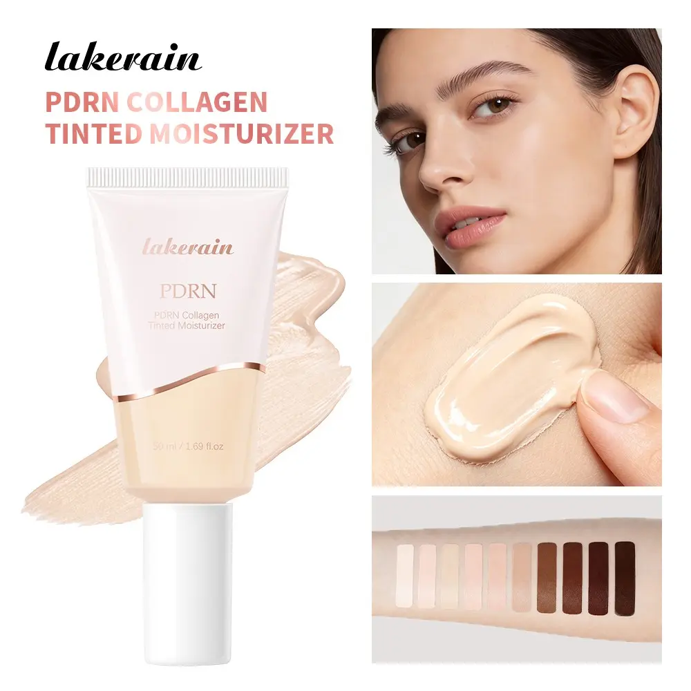Lakerain PDRN Collagen Tinted Moisturizer, Skincare No Oxidizing or Darkening, 10 Customizable Shades, Easy Finger Application, Ideal for Daily Skincare & Makeup
