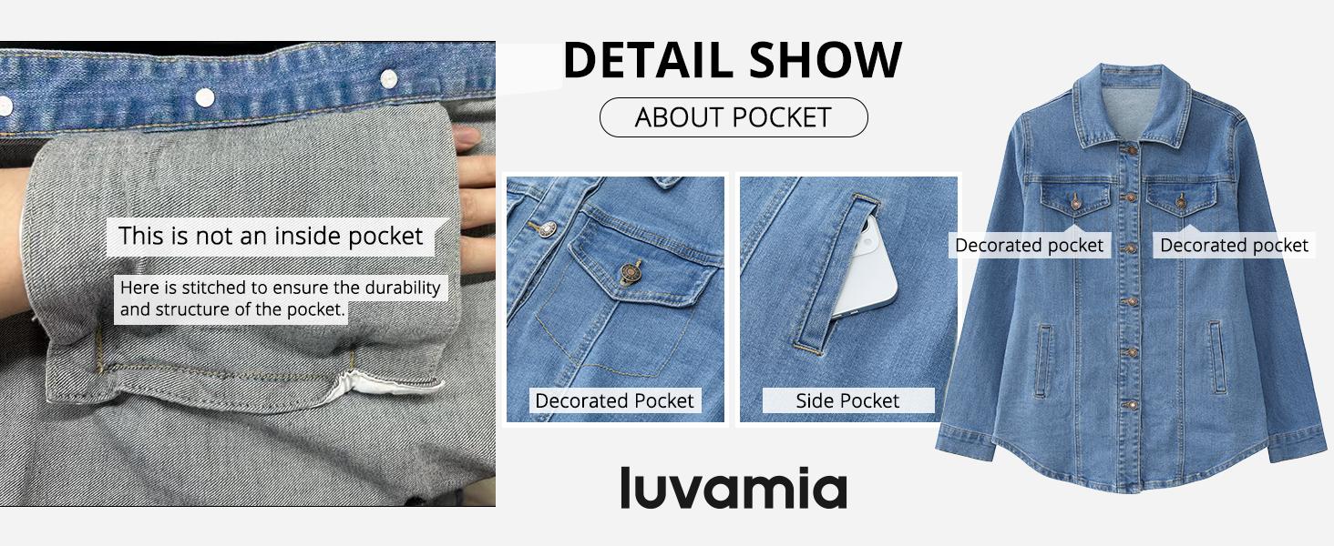 luvamia Jean Jackets for Women 2025 Fashion Denim Jacket Western Oversized Shacket Jacket Button Up with Pockets Casual Coats Outerwear Womenswear Fitted
