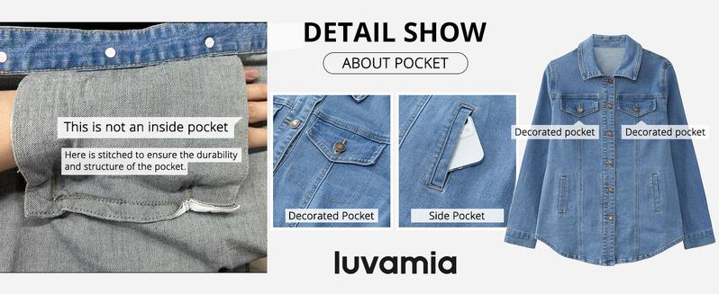 luvamia Jean Jackets for Women 2025 Fashion Denim Jacket Western Oversized Shacket Jacket Button Up with Pockets Casual Coats Outerwear Womenswear Fitted
